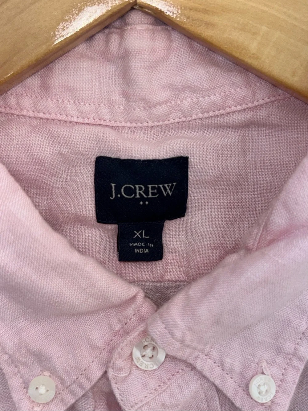 J Crew Men's XL light Pink Linen Cotton Button-down Long Sleeve Shirt Slim Fit